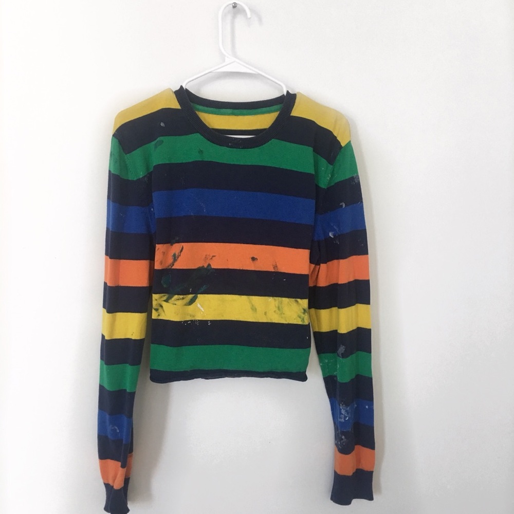 Cropped paint sweater